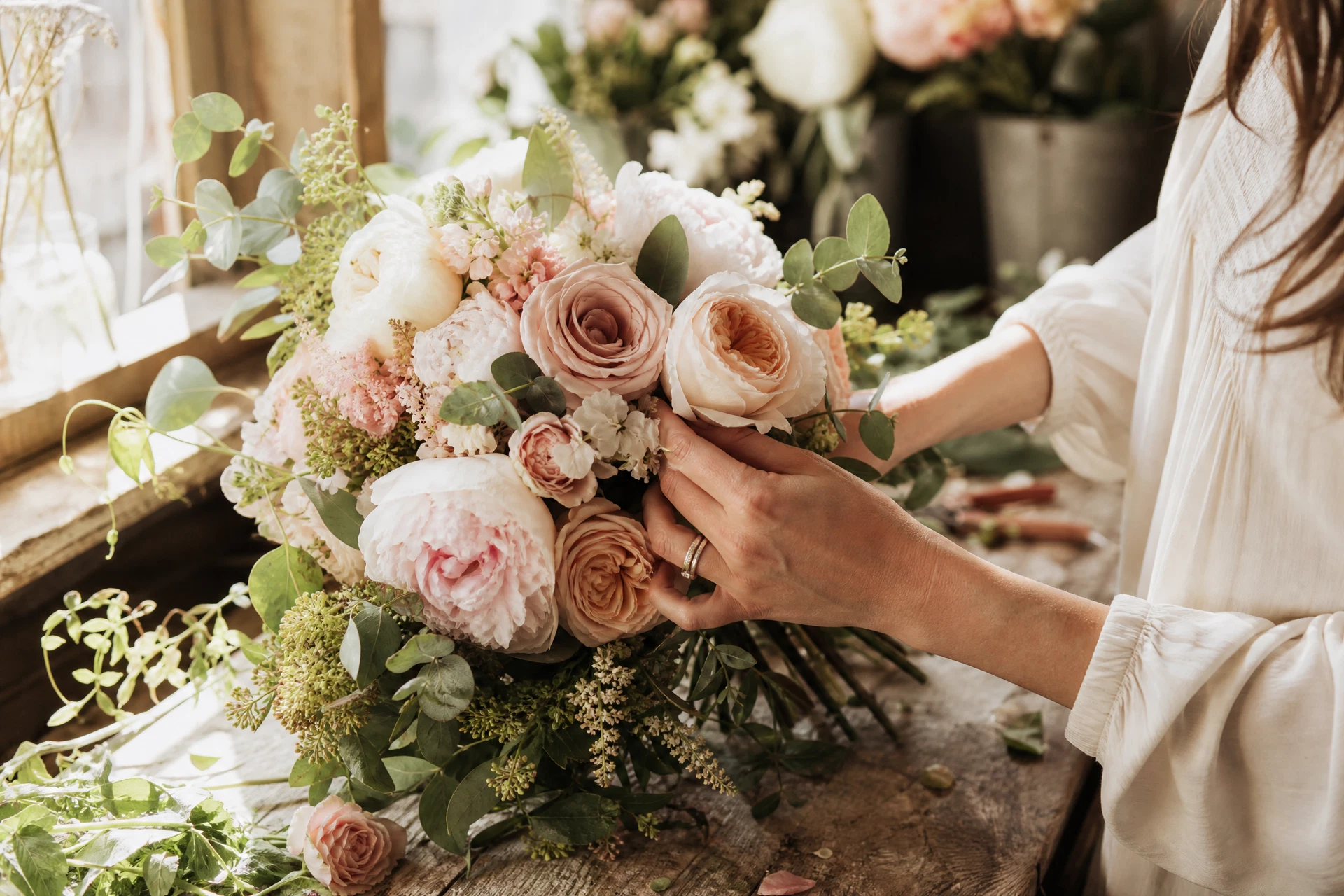 Brookelynn arranging flowers